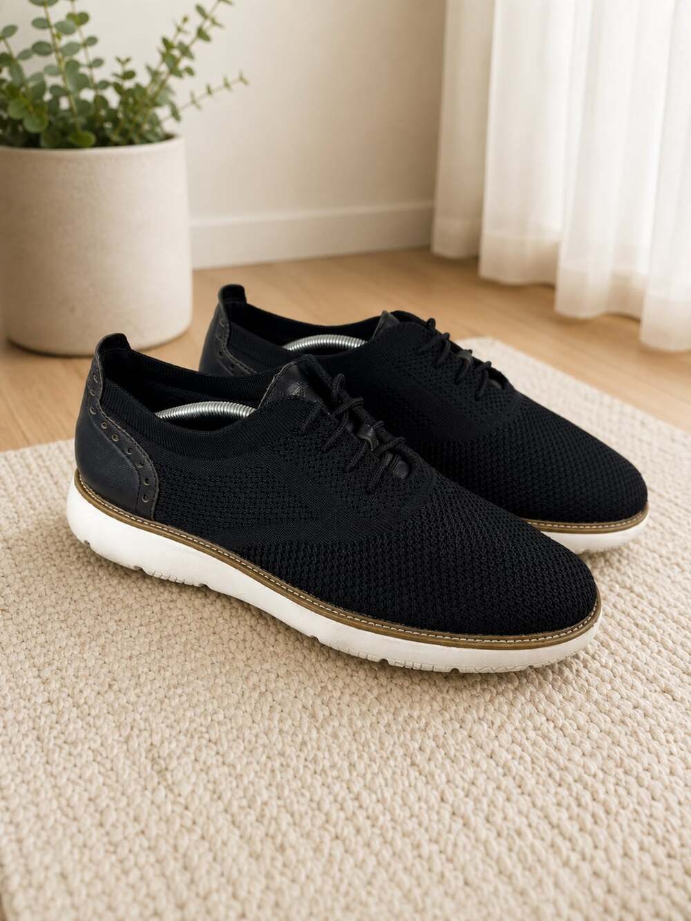LAOKS Men’s Black Knit Mesh Oxford Shoes Lightweight Casual Size 11
